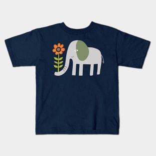 Elephant with a flower - cute graphic animal by Cecca Designs Kids T-Shirt
